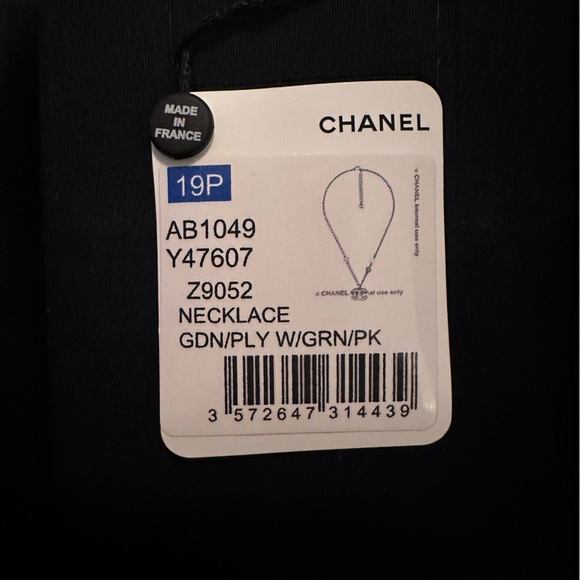 CHANEL Necklace 19p AB1049 Y47607 Z9052 Gold with pink and green shapes white CC - Picture 7 of 8